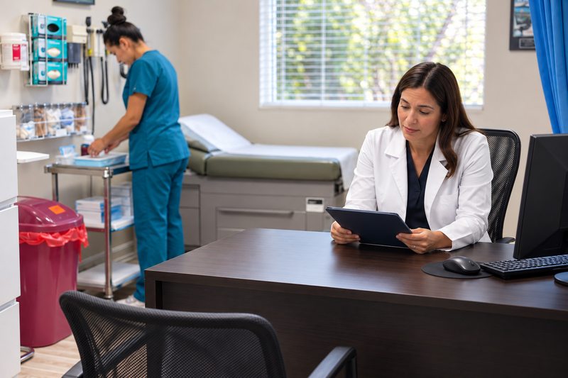 Personal trabajando en un espacio clínico y de consulta en Miami Lakes