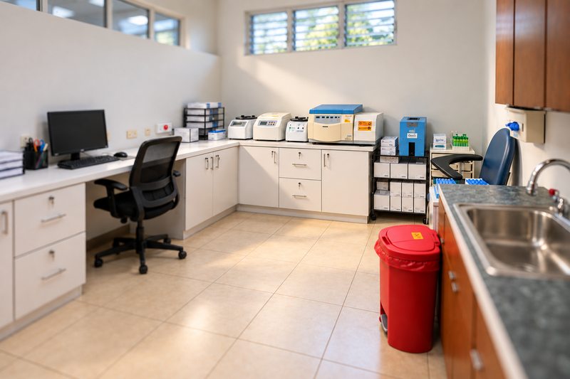 Mesas de laboratorio y equipo de procesamiento en Puerto Rico