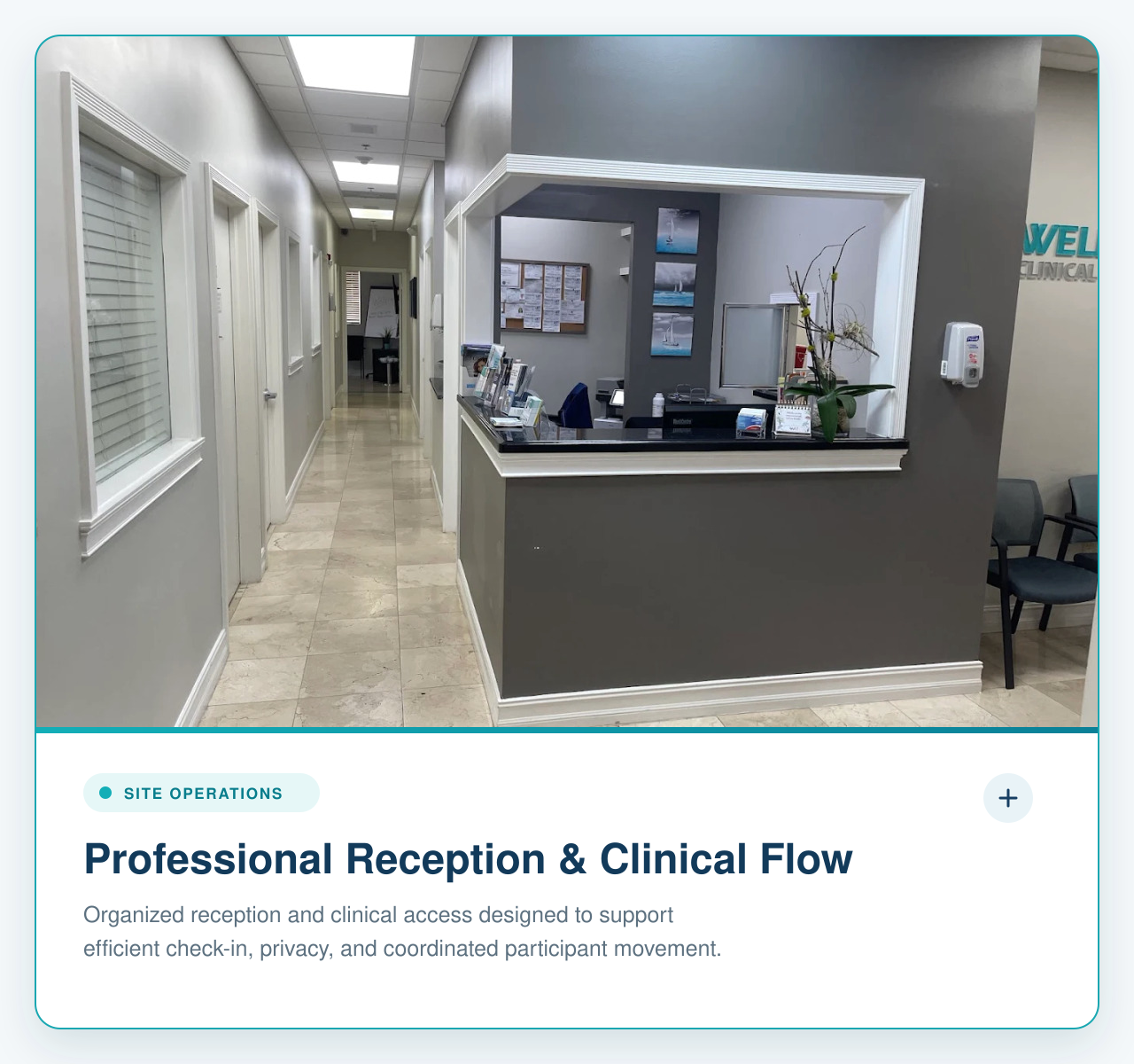 Recepción profesional y flujo clínico en el centro de Miami Lakes