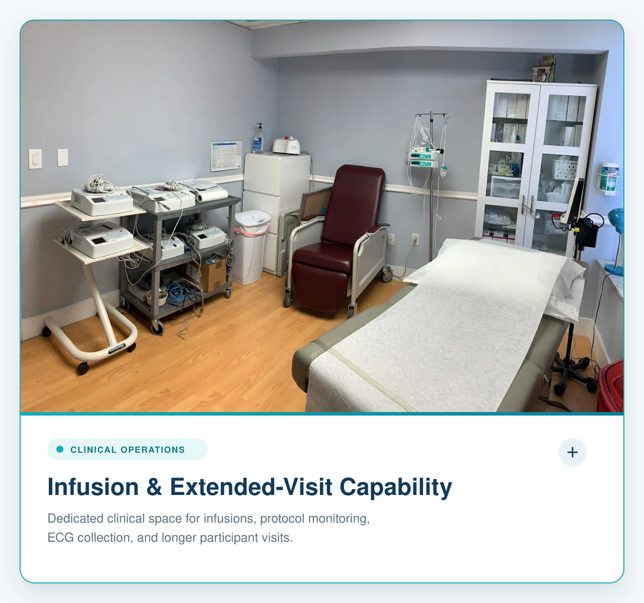 Capacidad para infusiones y visitas prolongadas en el centro de Miami Lakes