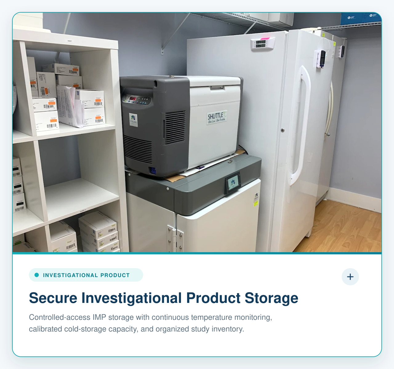 Secure investigational product storage at the Miami Lakes site